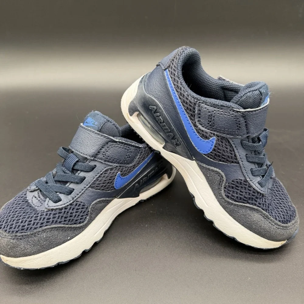 Nike Air Max System Toddler TD Size 11C Navy Blue Hook-and-Loop Sneaker